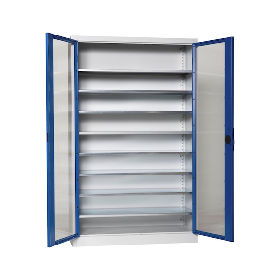 Fl&uuml;gelt&uuml;renschrank Tiefe 500 mm mit Sichtfenstert&uuml;ren - FLGTRSHRNK-SICHTF-SLB-FB521-RAL5010