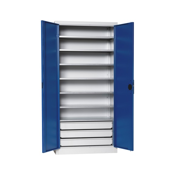 Wing door cabinet, depth 500 mm - WNGDRCAB-STEEL-SLB-FB522S-RAL5010