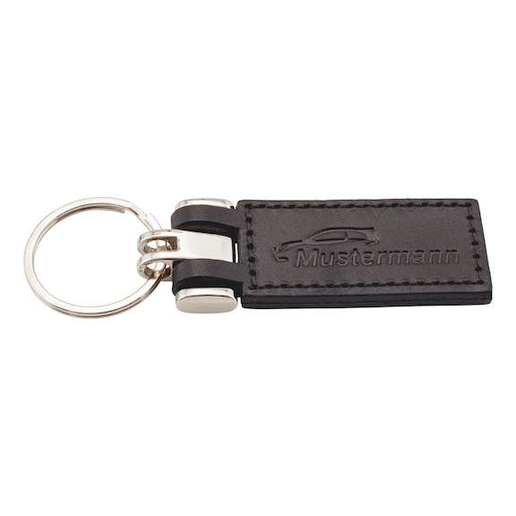 Key fob Square - KEYFOB-PRNT-LEATHER-SQUARE-BLACK-1SIDE