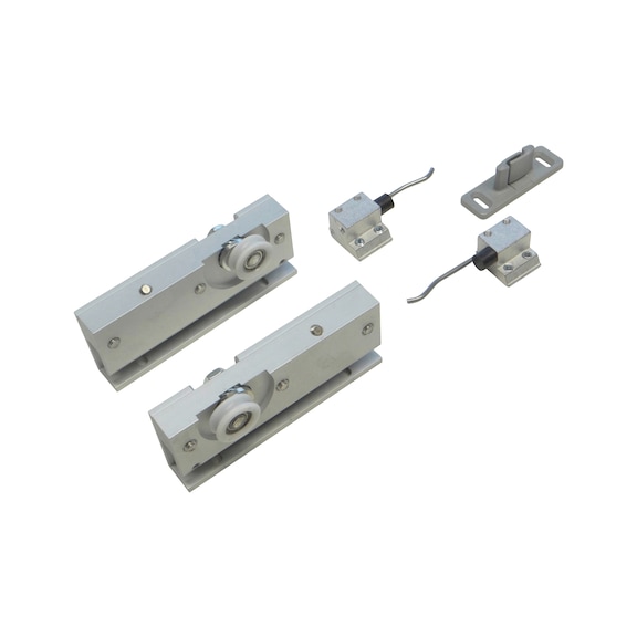 ABILIT 50-H interior sliding door fitting set for ceiling and wall mounting on wooden doors - SLIDDRFITT-(ABILIT50-H)-1DR-SILVERCOL