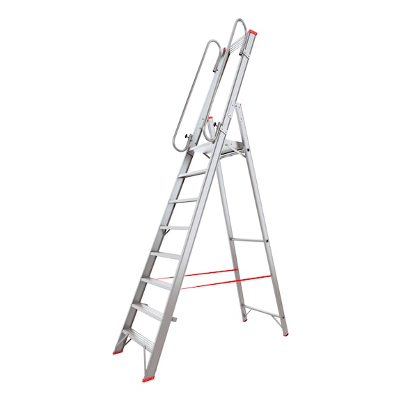 Lightweight platform ladder with long handrails and large platform - PLTFORMLDR-LIGHTWEIGHT-8STEP