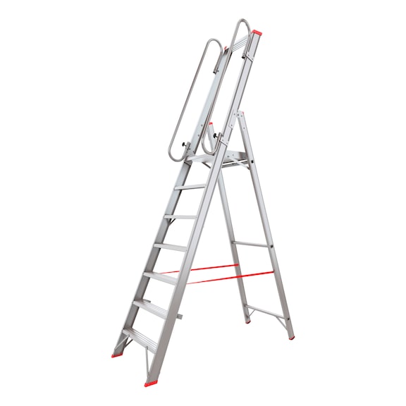 Lightweight platform ladder with long handrails and large platform - PLTFORMLDR-LIGHTWEIGHT-7STEP