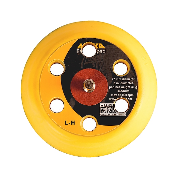 Tukilaikka, tarrakiinnitys Mirka, 6 reikää, medium - TUKILAIKKA 77MM 1/4 TARRA 6R MEDIUM