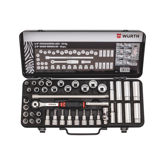 Wurth Professional 33-Piece 1/4 Inch Ratchet Socket Set – Metric, Metal Case, Germany