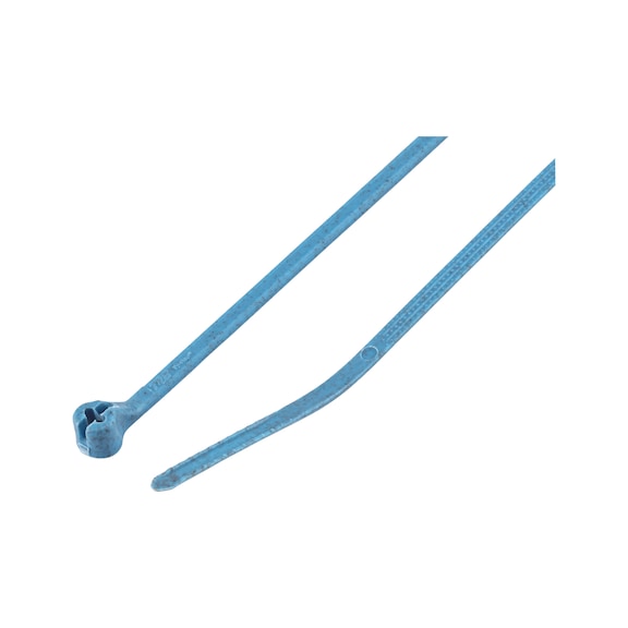 Cable tie KBL D made of polypropylene with metal tongue detectable, blue - CBLTIE-PLA-METLATCH-DETA-PP-BLUE-2,4X93