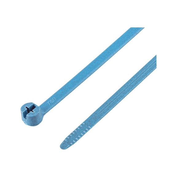 Cable tie KBL D made of polypropylene with metal tongue detectable, blue - CBLTIE-PLA-METLATCH-DETA-PP-BLUE-6,9X345