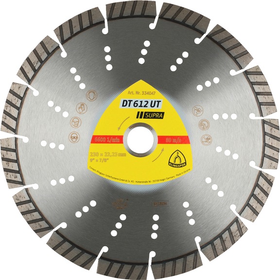 Diamond cutting disc Klingspor DT 612 UT Supra - DIADDISC-KLINGSPOR-334045-12X2,4-D125