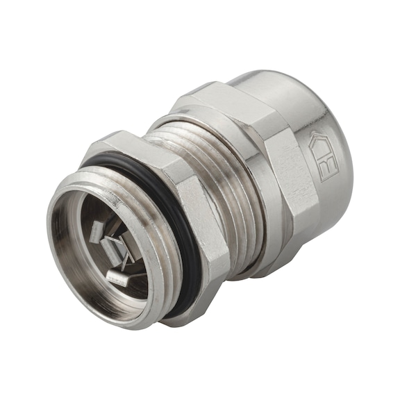 EMV-Kabelverschraubung Messing metrisch nach EN 60423 mit Kontaktfeder - KBLVSHR-MS-(E2J)-EMVD-SW22-M20X1,5