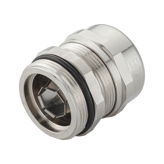 EMV-Kabelverschraubung Messing metrisch nach EN 60423 mit Kontaktfeder - KBLVSHR-MS-(E2J)-EMVD-SW34-M32X1,5