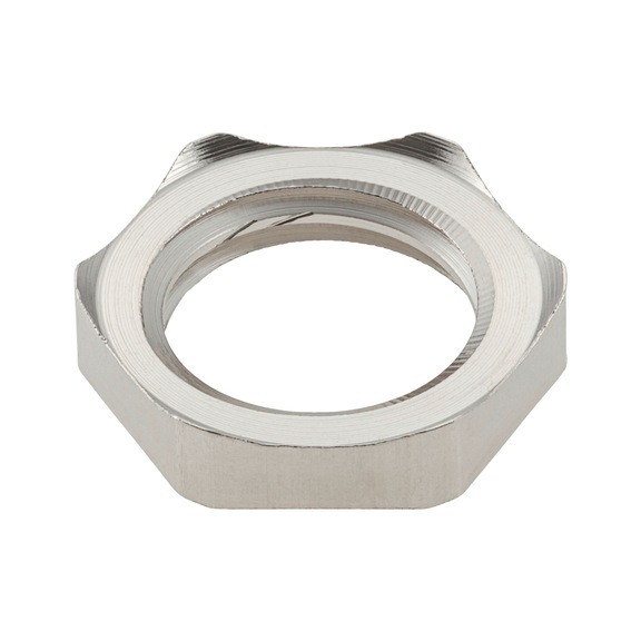 Gegenmutter Messing metrisch nach EN 60423 für EMV-Kabelverschraubungen - MU-6KT-MS-(E2J)-EMV-SW15-M12X1,5