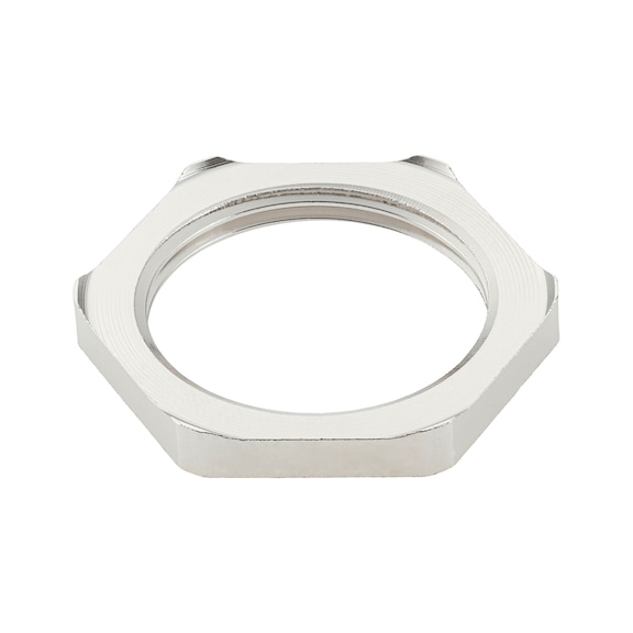 Brass, metric lock nut in accordance with EN 60423 for EMC cable glands - NUT-HEX-BRS-(E2J)-EMC-WS30-M25X1,5