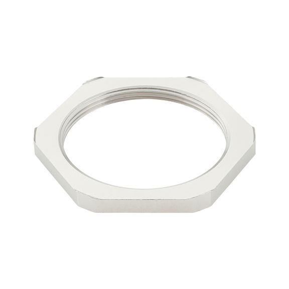 Brass, metric lock nut in accordance with EN 60423 for EMC cable glands - NUT-HEX-BRS-(E2J)-EMC-WS60-M50X1,5