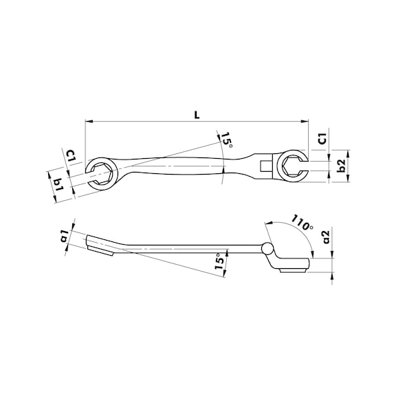 Metric double box-end wrench Hexagon with POWERDRIV<SUP>®</SUP> - DBENDFLARNUTWRNCH-OPN-METR-JOINT-11MM