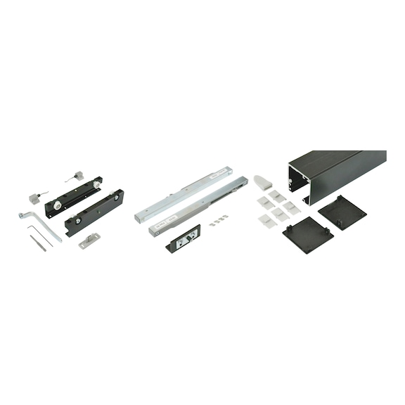 ABILIT 120-H interior sliding door fitting set for ceiling mounting for wooden doors - SLIDDRFITT-ABILIT120HD-WD-80-BLACK-3000