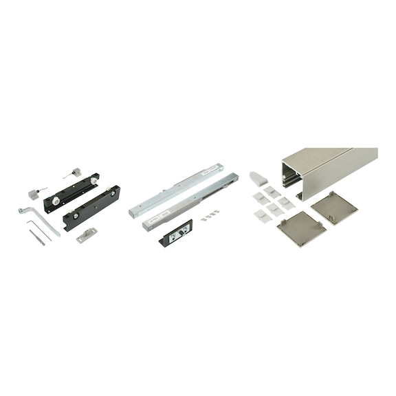 Zimmerschiebet&uuml;rbeschlag-Set ABILIT 120-H f&uuml;r die Wandmontage bei Holzt&uuml;ren - SHIEBTRBSHL-ABILIT120HW-MD-80-A2-3000
