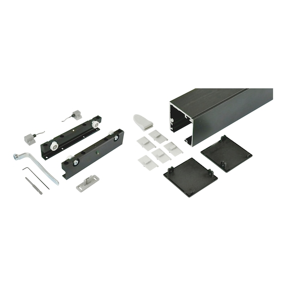 Zimmerschiebet&uuml;rbeschlag-Set ABILIT 120-H f&uuml;r die Wandmontage bei Holzt&uuml;ren - SHIEBTRBSHL-ABILIT120HW-OD-SCHW-2000