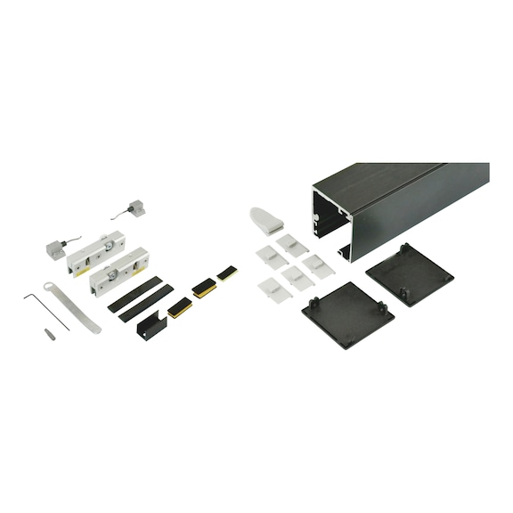 Zimmerschiebet&uuml;rbeschlag-Set ABILIT 50-G f&uuml;r die Deckenmontage bei Glast&uuml;ren - SHIEBTRBSHLG-ABILIT50GD-OD-SCHW-2000