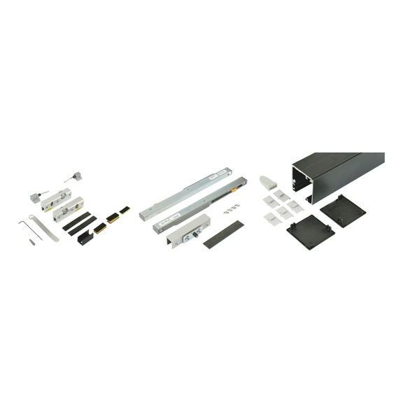 Zimmerschiebet&uuml;rbeschlag-Set ABILIT 50-G f&uuml;r die Deckenmontage bei Glast&uuml;ren - SHIEBTRBSHLG-ABILIT50GD-MD-SCHW-2000