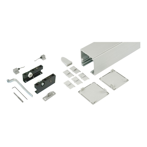 ABILIT 50-H interior sliding door fitting set for ceiling mounting for wooden doors - SLIDDRFITT-ABILIT50HD-WOD-SILVCOL-2000