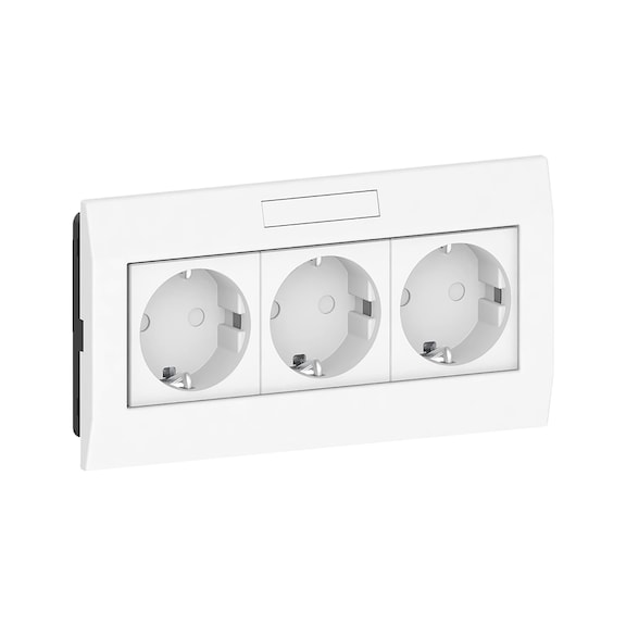 Steckdoseneinheit frontrastend für Brüstungskanal BR 80 - STEDO-16A-250V-FRONTRASTEND-R9010-3FACH