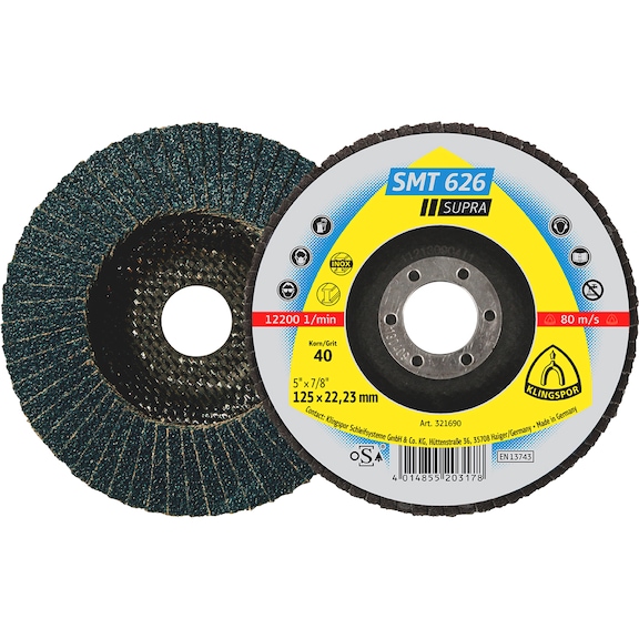 Abrasive flap disc Klingspor SMT 626 Supra - FLPDISC-KLINGSPOR-321687-D125X22-G36