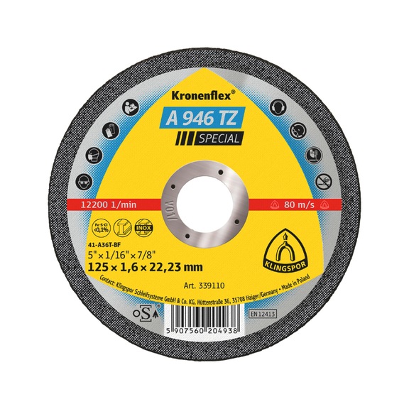 Cutting disc Klingspor A 946 TZ Special - CUTDSC-KLINGSPOR-339113-1,9X22,23-D230