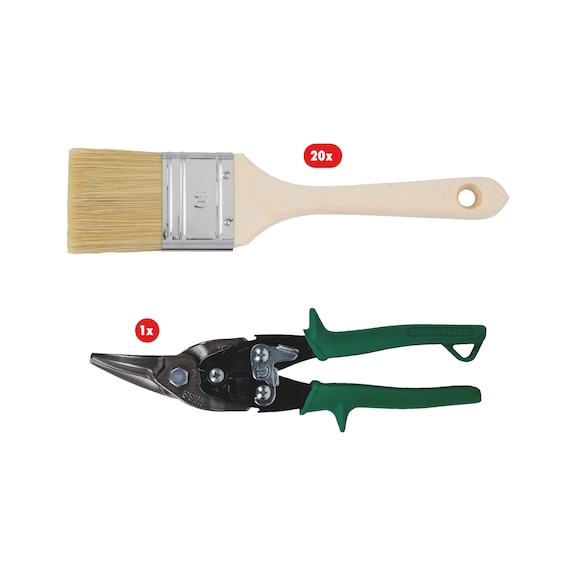 Kit di pennelli piatti e cesoia per lamiere 21&nbsp;pz