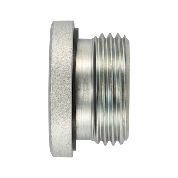 Hexagon socket threaded plug with collar, inch Steel, zinc-nickel-plated silver (ZNSHL), NBR sealing ring - PLG-THR-HS8-(ZNSHL)-G3/8-WD