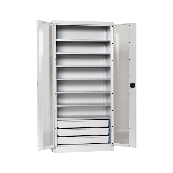 Hinged door cab. door w viewing wind. f. W-SLB 3,4 - WNGDRCAB-WNDW-SLB-FB520S-RAL7035