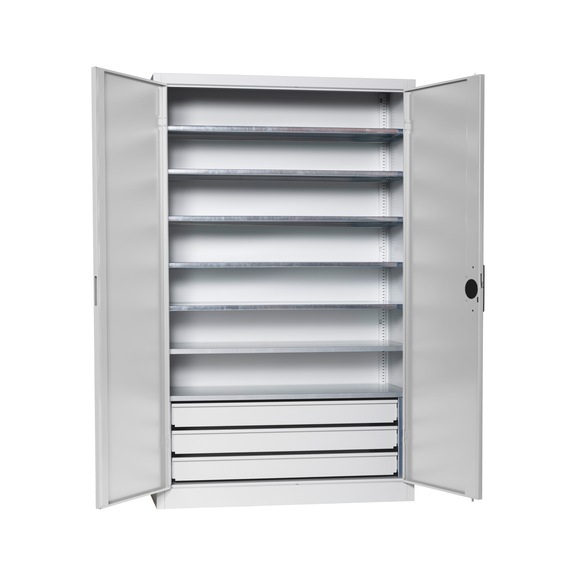 Fl&uuml;gelt&uuml;renschrank Tiefe 500 mm - FLGTRSHRNK-VOLLBL-SLB-FB523S-RAL7035