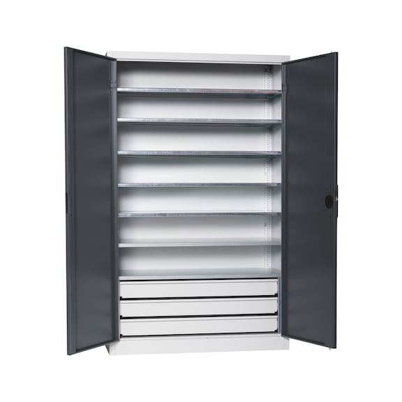 Wing door cabinet, depth 500 mm - WNGDRCAB-STEEL-SLB-FB523S-RAL7016