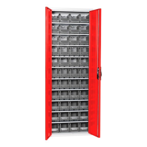 Flügeltürenschrank Tiefe 300 mm mit System-Lagerboxen W-SLB Größe 1 - FLGTRSHRNK-LGRBOX-SLB-FB315-BOX-RAL3020