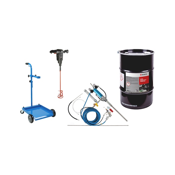 Undercoating set with drum pump