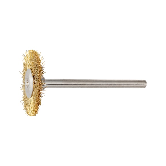 Mini kotúčová kefa oceľová/univerzálna zvlnený tvar, s driekom - RDBRSH-MINIATUR-BRS-D22X3MM