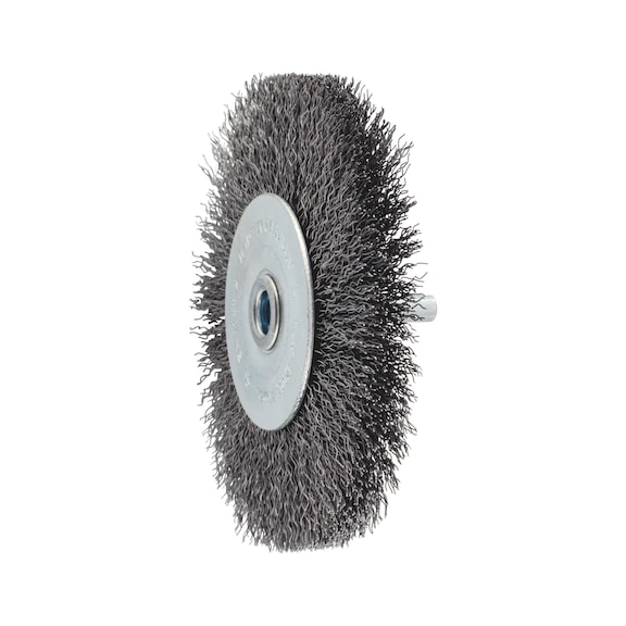 Wheel brush Stainless steel, crimped, with shank - WHLBRSH-SHNK-PWRDRL-SST-D100X14X6MM