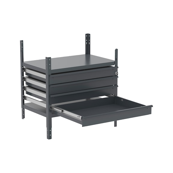 Drawer part, 4 compartments ORSY<SUP>®</SUP> 1 shelving system - DRWCOMP-4FOLD-ANTH