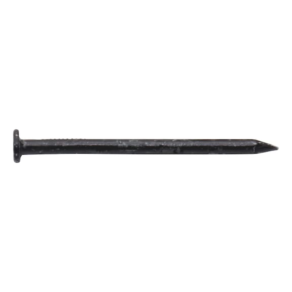 Wire Nail, Steel, Zinc Plated Black, Flat Round Head - 1