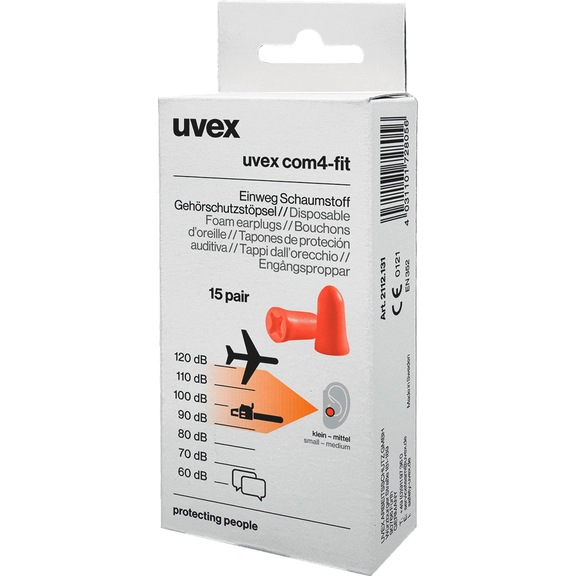 Bouchons d'oreilles Uvex com4-fit - MINIBOX-UVEX-COM4FIT-RE-2112131-15PAAR