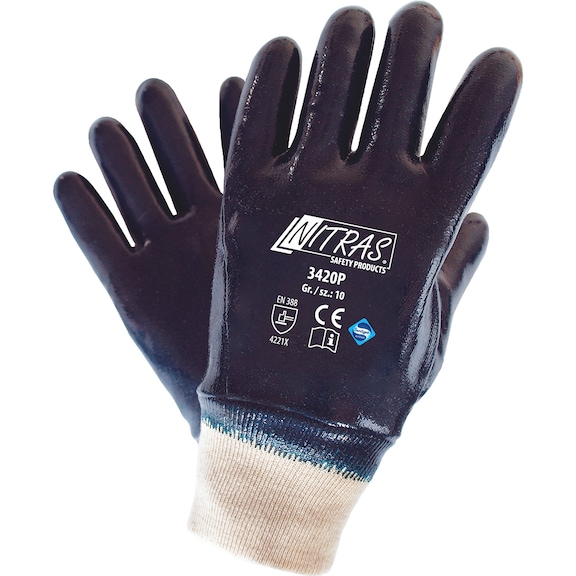 Protective glove, nitrile Nitras 3420P - GLOV-NITRAS-3420P-SZ10
