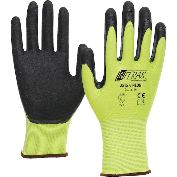 Knitted protective glove with coating Nitras 3515 Neon - GLOV-NITRAS-NEON-3515-11-SZ11