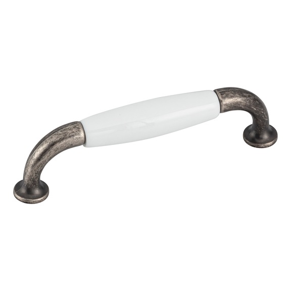 MG-ZDP 1 stylowy uchwyt meblowy w kształcie łuku Połączenie cynku odlewanego ciśnieniowo i porcelany - UCHWYT-MEBLOWY-MG-ZDP-1-ZINNCOL/BIAŁY-96