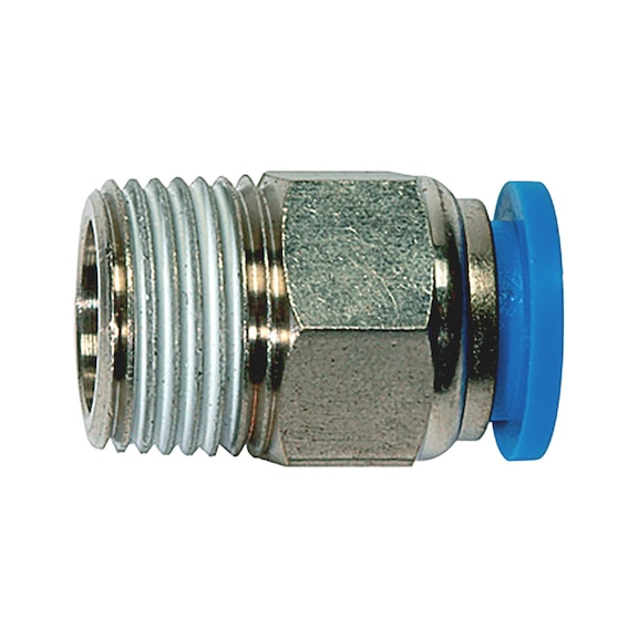 Straight push-in fitting hexagon R thread - 1