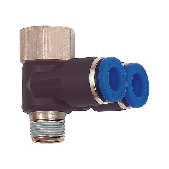 Y-shaped push-in fitting 90° male/fem. G+R thread - 1