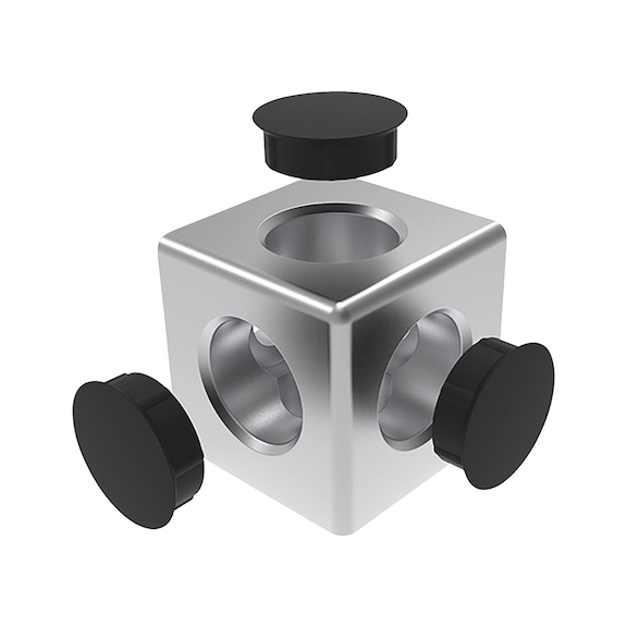 Cube connector set - CUBECON-ALUDC-BLK-3D-SET-SLOT10-M12-45MM