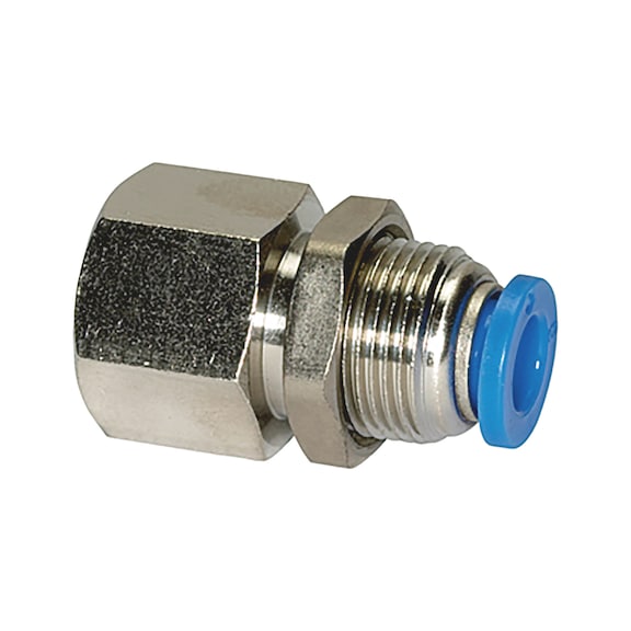 Straight partition push-in fitting with female thread - 1