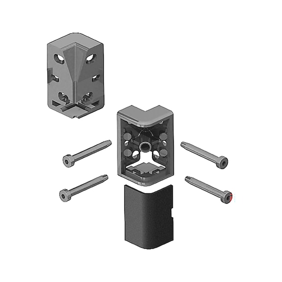 Frame corner connector set - CORNERCONNECTOR-ALU-SET-GREY-20X40MM