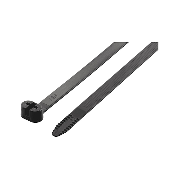 KBL MZUV cable tie made of polyamide with metal tongue, UV-resistant, black - CBLTIE-METLATCH-BLCK-8,2X1143MM