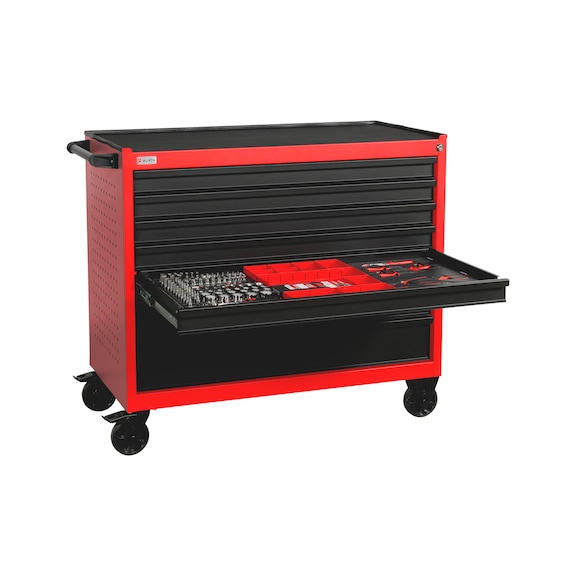 Carrello Portautensili NTG XXL 471 Pezzi - 12 Cassetti, Piano In Legno, Ruote, Per Garage E Officina
