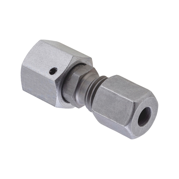 Adjustable straight sealing cone reducer fitting ISO 8434-1, zinc-nickel-plated steel, cutting ring connection with o-ring - TUBFITT-ISO8434-S-RDSWC-ST-D30/D25