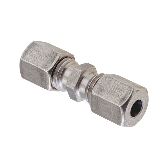 Straight cutting ring fitting, stainless steel - 1